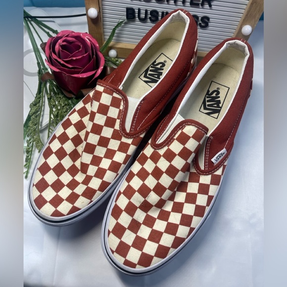 Vans Red Checkered Slip-On Shoes - Picture 1 of 4
